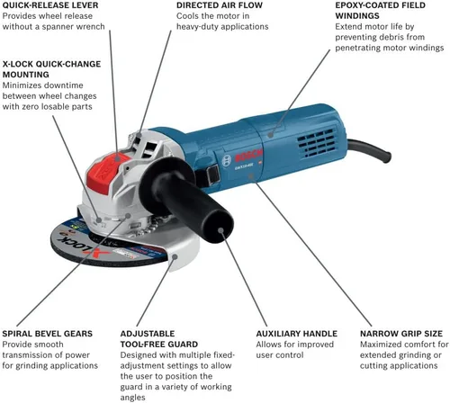 Vista 2 de Bosch Amoladora angular ergonómica X-LOCK de 4-1/2 pulgadas GWX10-45E