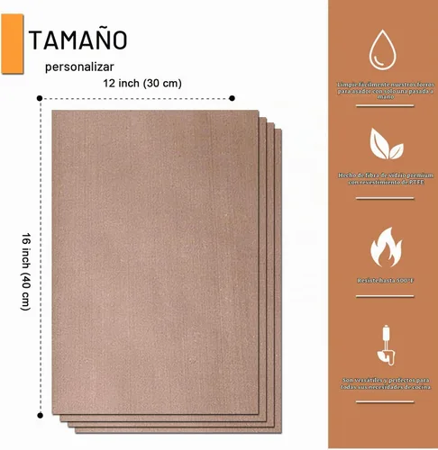 Vista 2 de Paquete de 4 láminas de teflón PTFE de 12" x 16" y 3 rollos de cinta de sublimación resistente al calor de 10mm, cinta térmica para transferencia