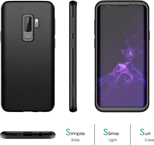 Vista 2 de SURITCH Funda para Samsung Galaxy S9 Plus, [protector de pantalla integrado] negro mate duro protección de cuerpo completo, a prueba de golpes