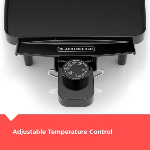Vista 3 de BLACK+DECKER Plancha eléctrica con sonda de temperatura extraíble, parrilla interior, plancha para panqueques, negro, GD1810BC
