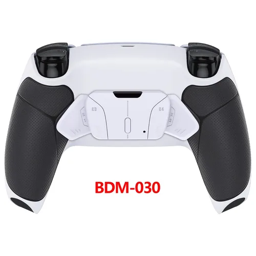 Vista 4 de eXtremeRate Black Rubberized Grip Programable RISE4 Remap Kit for PS5 Controller BDM-030 040, Upgrade Board & Redesigned White Back Shell & 4 Back