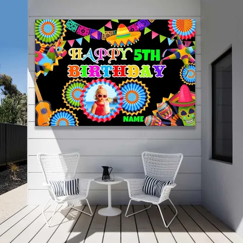 Vista 7 de Decoración personalizada para fiesta mexicana, carnaval, fiesta de feliz cumpleaños, suministros personalizados, fiesta mexicana, carnaval, Estilo-P