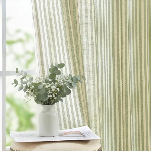 Vista 11 de jinchan Linen Blackout Curtains Back Tab 96 Inch 2 Panels Striped Blue Blue Stripe Lined