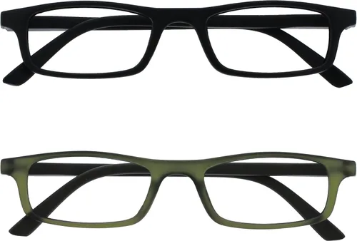 Vista 17 de OPULIZE TED - Lentes de lectura para mujeres y hombres, marco mate rectangular ligero y estrecho con bisagras de resorte, color negro +1.50
