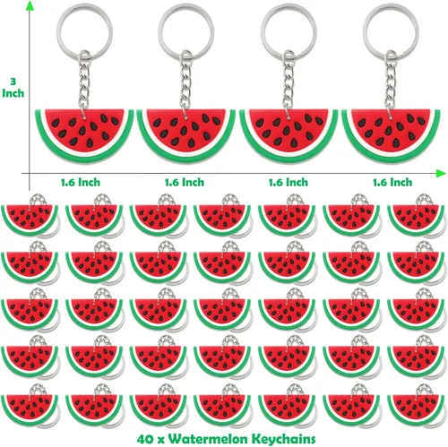 Vista 2 de CiciBear Paquete de 40 llaveros con temática de sandía para invitados, fiesta de verano, baby shower, fiesta escolar, cumpleaños de niños