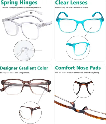 Vista 5 de Eyekepper Paquete de 5 lentes de lectura grandes – Lectores cuadrados para hombres y mujeres +0.50