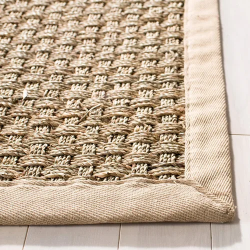 Vista 4 de SAFAVIEH Natural Fiber Collection NF114A - Alfombra de pasillo de hierba marina con patrón de tejido de cesta y borde, de 2 pies 6 pulgadas x 16