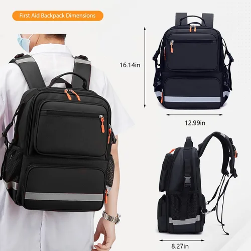 Vista 2 de Bolsa de primeros auxilios para trauma, mochila vacía, kits de emergencia médica, bolsa de salto para emergencias médicas, EMS, policía, bomberos