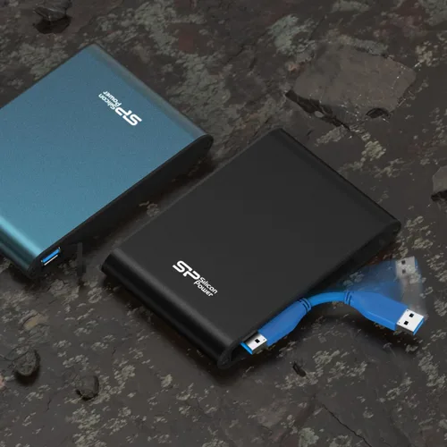 Vista 4 de Silicon Power - Armadura de disco duro externo portátil de 1 TB A80, resistente al agua USB 3.0 para PC, Mac, Xbox y PS4, color azul