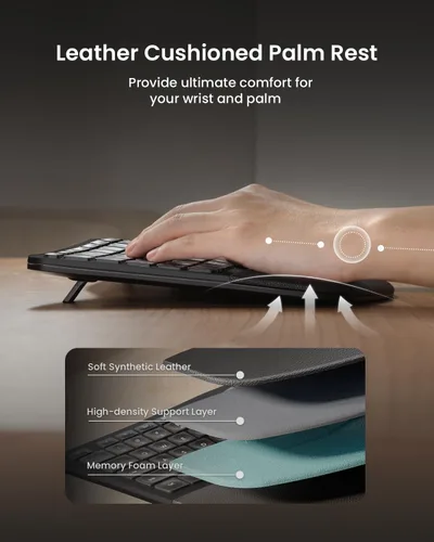 Vista 3 de ProtoArc Teclado y Ratón Inalámbrico Ergonómico, EKM01 Plus Combo de Teclado y Ratón Bluetooth Ergo de Tamaño Completo, Diseño Dividido