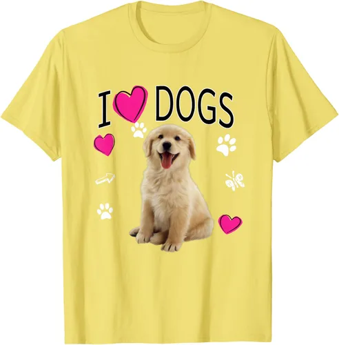 Vista 72 de Camiseta I Love Dogs - Camiseta Golden Labrador retriever, Azul Negro