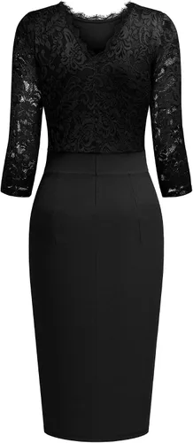 Vista 4 de Miusol Vestido de fiesta de cóctel delgado con encaje floral para mujer