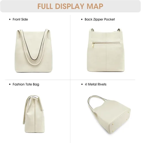 Vista 6 de Kattee Bolso de hombro de cuero genuino suave para mujer con cierre magnético superior