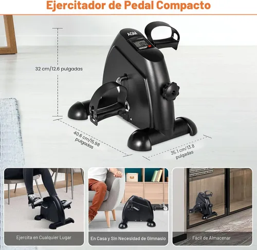 Vista 5 de Mini Exercise Bike, AGM Under Desk Bike Pedal Exerciser Foot Cycle Arm & Leg Pedal Exerciser with LCD Screen Displays