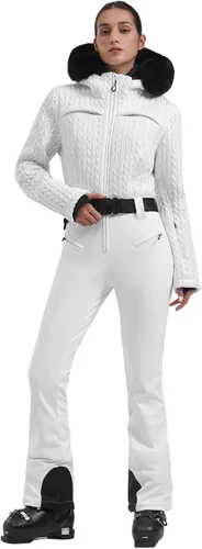 Vista 129 de GSOU SNOW Traje de esquí para mujer, traje de nieve delgado de una pieza, chaqueta de nieve, impermeable, resistente al viento, deportes al aire