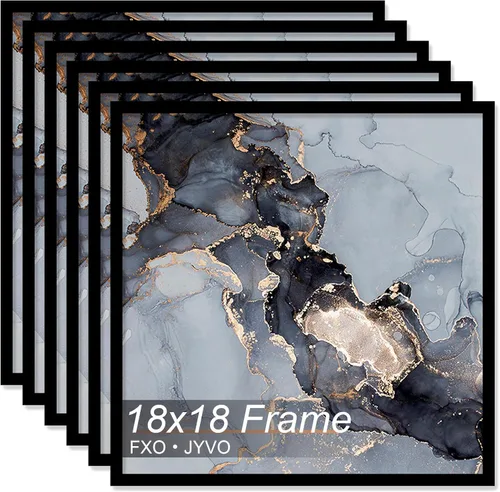 Vista 17 de Fxojyvo Marco de 4 x 4 pulgadas, marco negro para póster cuadrado de 4 x 4, peso ligero y altamente transparente, marco de 4 x 4 para pared, 1