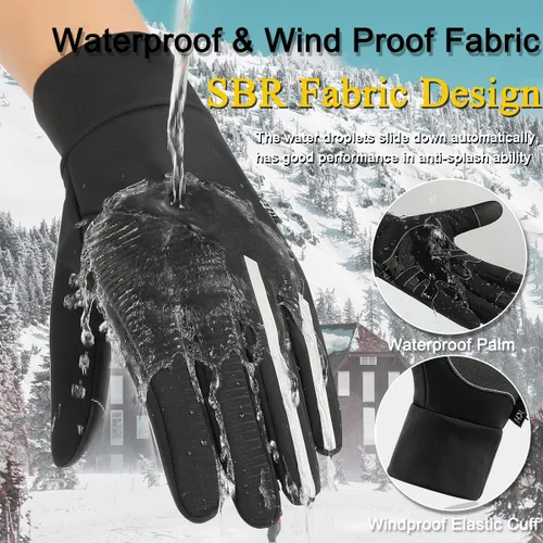 Vista 2 de Weitars Guantes de invierno para hombres y mujeres, guantes impermeables, guantes térmicos para el trabajo, guantes deportivos para correr