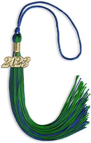 Vista 271 de Endea Graduation - Borla de doble color mixto con fecha dorada (negro/dorado antiguo, 2021)