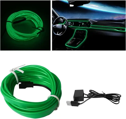 Vista 17 de Tira de luces LED de cable EL, tira de luz de neón automática USB de 10 pies/3M con borde de costura, kits de iluminación ambiental