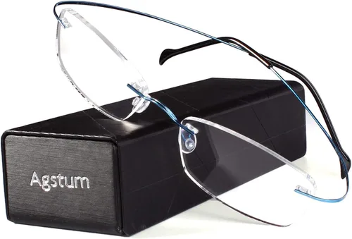 Vista 2 de Agstum Marco flexible sin marco de titanio sin bisagras, lentes ópticos transparentes