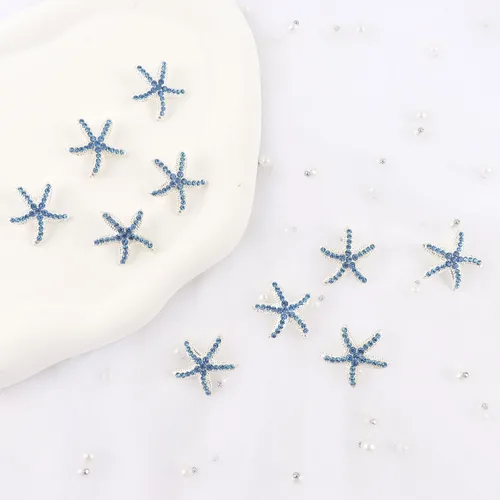 Vista 8 de YISSION Lindos horquillas para el cabello, clips y pasadores con diamantes de imitación, 20 piezas de estrellas de mar azules, pequeños accesorios