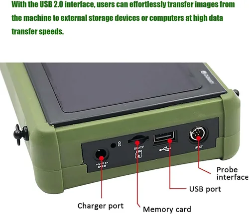 Vista 5 de DAWEI - Máquina de ultrasonido veterinaria para embarazo, escáner portátil de mano para veterinarios, ultrasonido B ligero con sonda impermeable