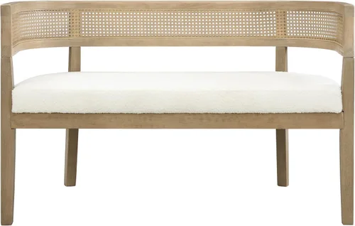 Vista 5 de Christopher Knight Home Xiza Modern Boucle - Sofá biplaza tapizado con marco de madera de caucho, cómodo sofá de 2 plazas y respaldo de ratán, sofás