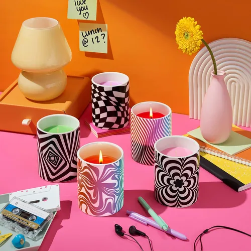 Vista 5 de Glo Zone Vela perfumada de cerámica que cambia de color lento, 12 oz - Vibin' Green