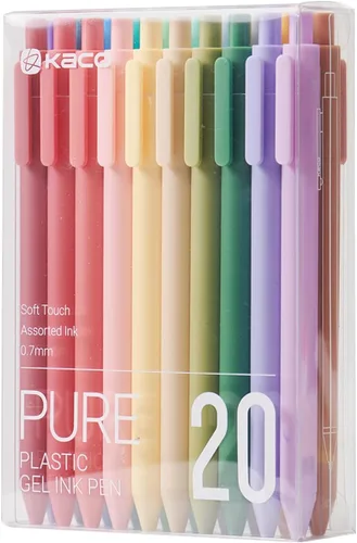 Vista 9 de Kaco PURE - Bolígrafos de gel de colores surtidos, 20 piezas, 0.7 mm, punta media, bonitos artículos de papelería estéticos para tomar notas y hacer