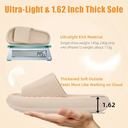 Vista 2 de 2 pares pantuflas de nube para mujeres y hombres, masaje ducha, baño, antideslizantes, de secado rápido, puntera abierta, suela gruesa súper suave