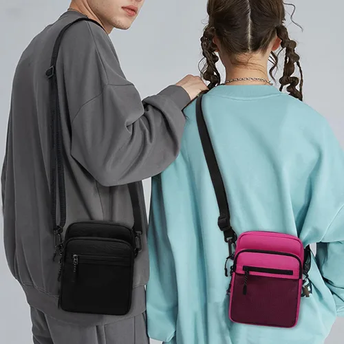 Vista 7 de Lohol Bolso bandolera pequeño para hombres y mujeres, resistente al agua, ajustable, bolso bandolera para viajes y deportes