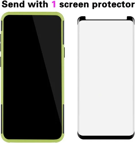 Vista 3 de Asuwish Funda de teléfono para Samsung Galaxy S9 con protector de pantalla de vidrio templado y soporte delgado, híbrida, resistente, funda