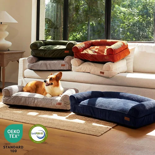 Vista 8 de FUKUMARU Sofá cama para perros, cama acogedora de pana para gatos, impermeable, funda lavable