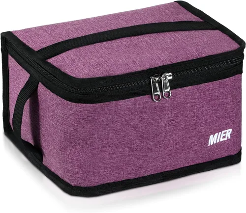 Vista 13 de MIER Lonchera térmica para hombres, mujeres y niños, portátil, pequeña, para 9 latas, mini hielera térmica compacta para escuela, trabajo, picnic