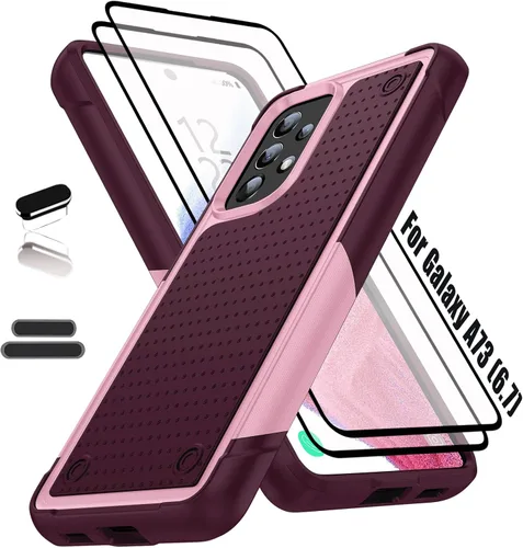 Vista 9 de Funda resistente para Samsung Galaxy A73 (5G) de 6.7 pulgadas, 4 esquinas con bolsas de aire [protección contra caídas de 12 pies], agarre