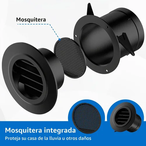 Vista 2 de Hon&Guan Respiradero de Escape de Alero de 3 pulgadas, Cubierta de Ventilación de Aire Redonda de 3'' con Malla Antimoscas Incorporada para Baño