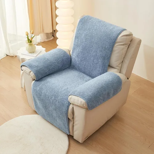 Vista 8 de vctops Funda para silla reclinable de vellón sherpa, súper suave y cálida, protector de muebles antideslizante, lavable, funda para silla reclinable