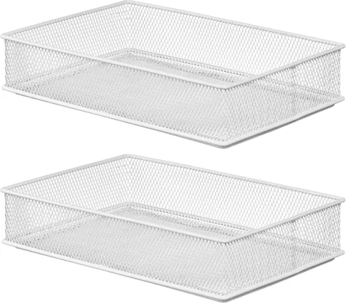 Vista 10 de YBM HOME Organizador de cajones de malla blanca para cajones y estantes, soporte para suministros escolares, cesta organizadora de escritorio