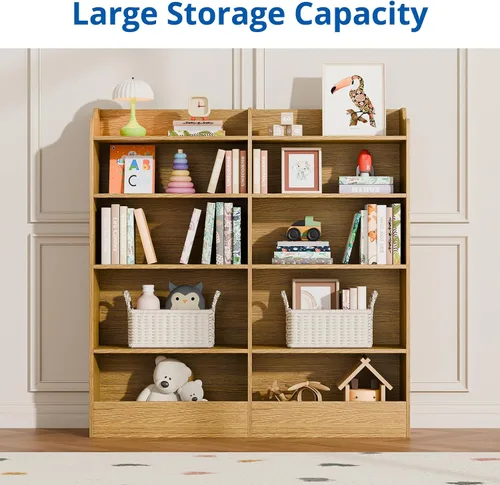 Vista 16 de Cozy Castle Organizador de almacenamiento de juguetes, estantería para niños de 5 niveles, estantería de 10 cubos para niños pequeños, armario