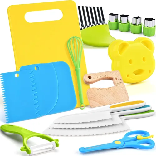 Vista 11 de Yeeammk Montessori - Juego de cuchillos para niños pequeños, 3 cuchillos seguros para niños para cocina real, juegos de cocina, herramientas