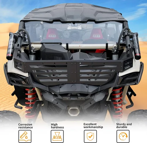 Vista 5 de Extensor de plataforma de carga trasera para Can Am Maverick X3 MAX 2017-2025 Accesorios, X3 Heavy Duty Steel Rear Cargo Bed Extender Rack Enclosure