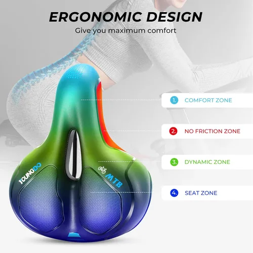 Vista 2 de YOUNGDO Asiento de bicicleta, cómodo y ancho para bicicleta de carretera, asiento de bicicleta de montaña transpirable, adecuado para bicicleta