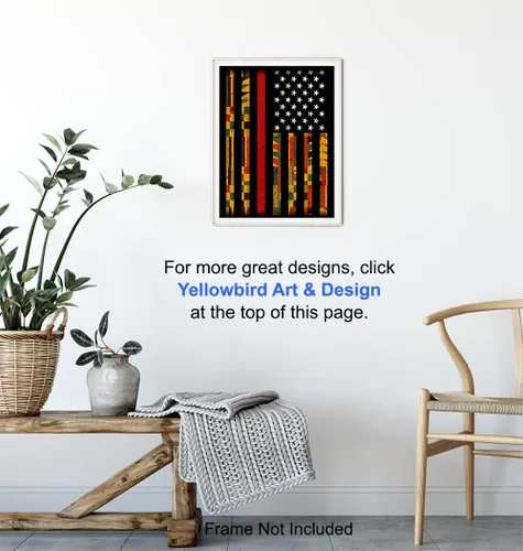 Vista 6 de Bandera Kente del Orgullo Afroamericano - Póster fotográfico de 8 x 10 pulgadas, regalo patriótico para profesores, derechos civiles, fanáticos