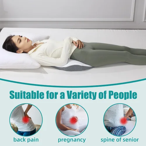 Vista 5 de ROYALAY Almohada de apoyo lumbar para cama, almohada de cintura de espuma viscoelástica para dormir, almohada ergonómica de cuña para soporte