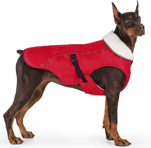 Vista 15 de EMUST Chaqueta de invierno para perro, ropa resistente al viento para el clima frío, abrigos reflectantes para perros, chaqueta cálida