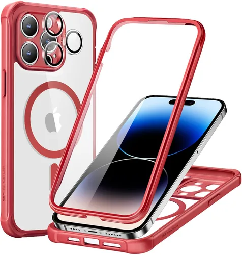 Vista 10 de ESR Funda para iPhone 14, compatible con MagSafe, funda de cuerpo completo a prueba de caídas de grado militar con protector de pantalla de vidrio