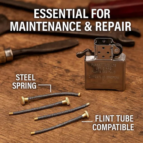 Vista 2 de Kit de reparación de mechero IN SELECT - Partes de repuesto de resorte de pedernal compatibles con mecheros Zippo, piezas de latón duraderas