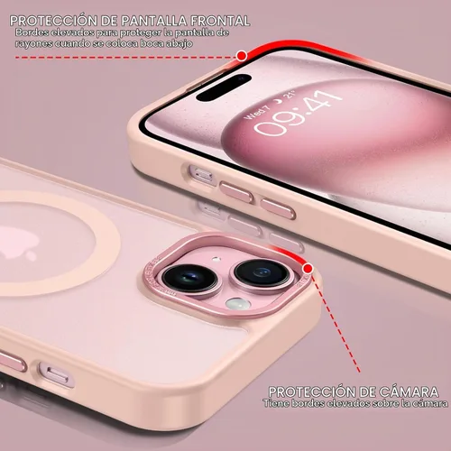 Vista 8 de BENTOBEN Funda para iPhone 15, funda para iPhone 15 compatible con MagSafe, funda magnética mate translúcida a prueba de golpes para mujeres y Rosa