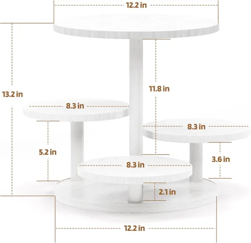 Vista 8 de HURZMORO Soporte redondo de 4 niveles para 50 cupcakes, soporte de madera para pasteles con decoración de bandeja escalonada, decoración de bandeja