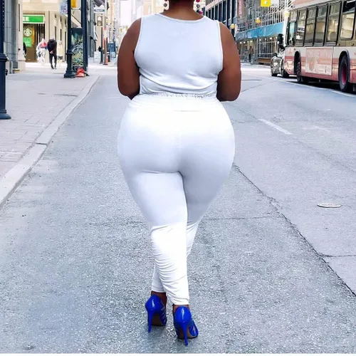 Vista 5 de Trajes de 2 piezas de talla grande para mujer, conjunto de pantalones de leggings apilados